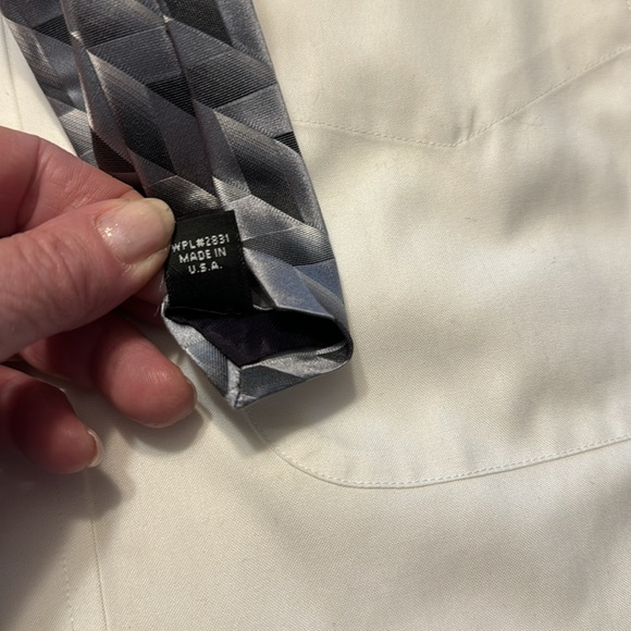 (024) beautiful silver, and gray tie with geometrical pattern by Zylos - Picture 7 of 7